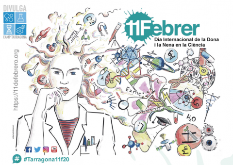 Cartell activitats de l'Associació per a la Divulgació Científica al Camp de Tarragona pel Dia Internacional de la Dona i la Nena en la Ciència 2020