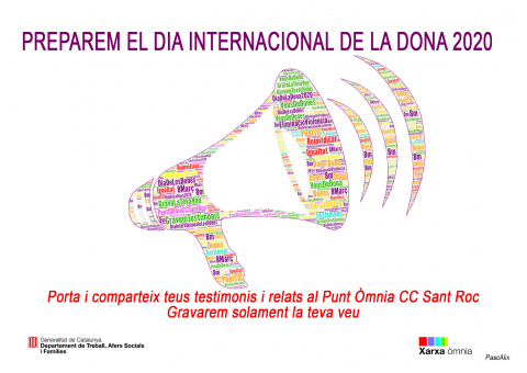 Cartell per a preparar el Dia Internacional de les Dones 2020 a l'Òmnia Casal Cívic Sant Roc