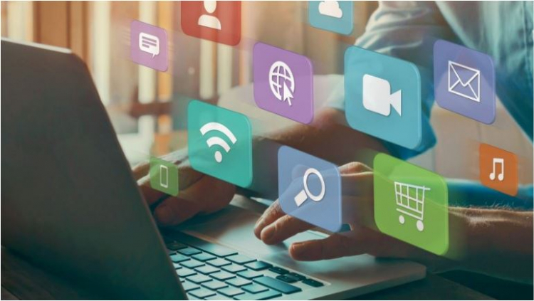 Computer and network icons and digital tools