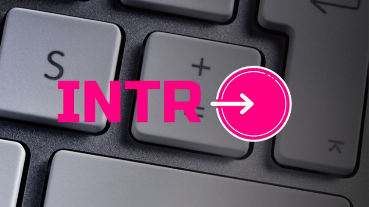 Detail of a keyboard with the word INTRO superimposed