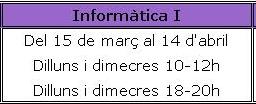 Calendari del curs Informàtica 1