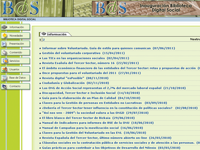 Captura del portal Biblioteca Digital Social