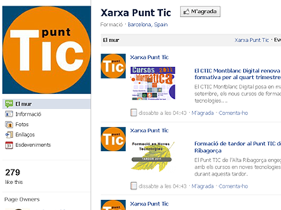 Captura de la pàgina de Punt TIC a Facebook