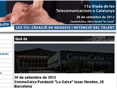 Captura de la plana web de la Diada de Telecomunicacions 2012