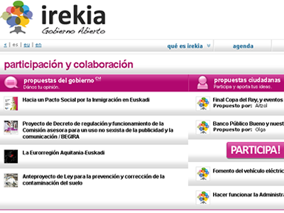 Captura del portal Irekia