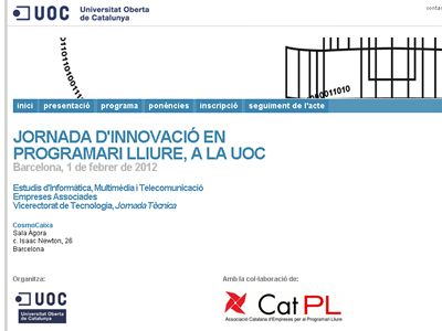 Captura de la plana we de la Jornada en Innovació en PL