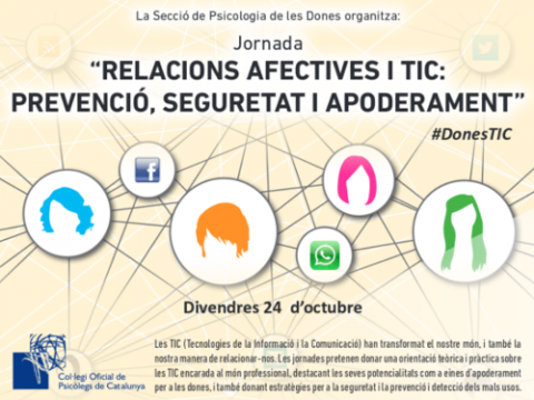 Portada del díptic de la jornada Relacions afectives i TIC: Prevenció, seguretat i apoderament