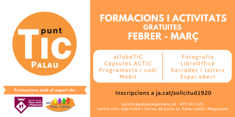 Cartell de la programació d'hivern 2020 al Punt TIC Palau Plegamans